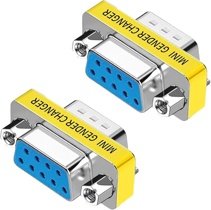 db9 Connector Null Modem Adapter，9-Pin Serial vga Adapter RS232 db9 Gender Changer,for Computer and Industrial Device Data Transfer(F-F (2P))