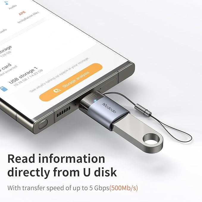 mcdodo USB to USB C Adapter with Lanyard, USB-C Male to USB 3.0 Female OTG Adapter Fit iPhone 16 15 MacBook Pro/Air,iPad,Microsoft Surface,Galaxy S25 S24 and More Type C Devices
