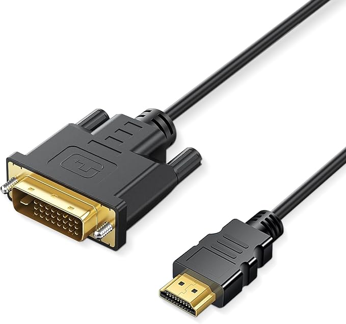 HDMI to DVI Adapter Cable，Bi Directional DVI-D 24+1 Male to HDMI Male Cable，High Speed Adapter Cable Support 1080P Full HD Compatible with Raspberry Pi, Roku, X-Box One, PS3/4/5, Graphics Card