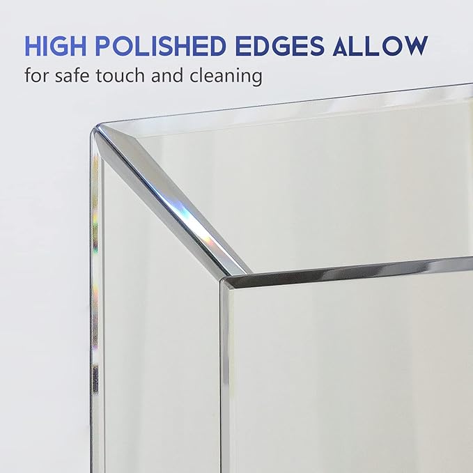Pregaspor Mirror on Mirror Wall Mirror for Bathroom, 22" x 32" Rectangular Frameless Bathroom Vanity Mirrors for Wall, Polished Beveled Edge Decorative Mirrors for Living Room, Washroom and Bedroom