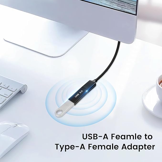USB Female to Female Adapter (2 Pack), USB 3.0 to Type A Coupler for Connecting Two USBA Male Ends Converter Devices, Extender Connector, USB3.0 Expansion Adapters