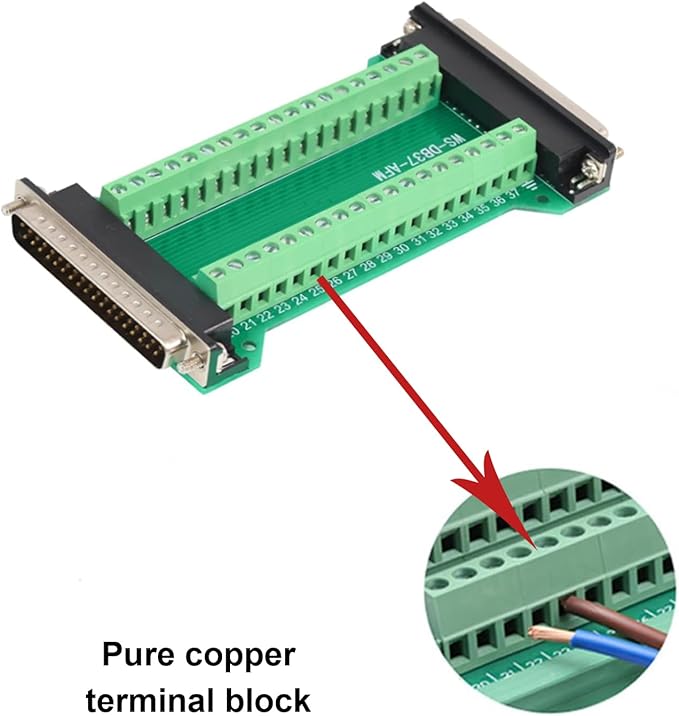 2PCS DB37 Male to Female Terminal Breakout Board, RS232 D-SUB Serial to 37 Pin in One Breakout Board Solderless Port Terminal Block Gender Changer