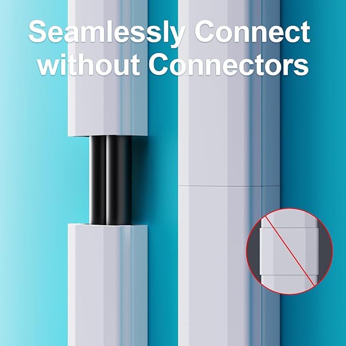 Yecaye Cord Hider, 42In Cord Covers for Wall Mounted TV, White Cable Management Kit, Wire Hiders and Concealer for Cords on Wall, W0.98in H0.51in, White