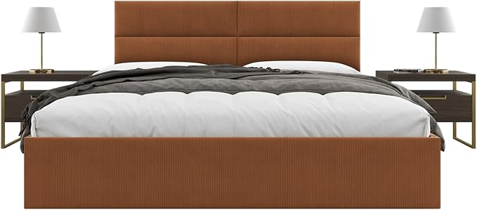 Vänt Upholstered Wall Panels - King/Cal King Size Wall Mounted Headboards - Ribbed Terracotta - Twin/King - Set of 4 Panels (Each Individual Panel 39"x11.5")