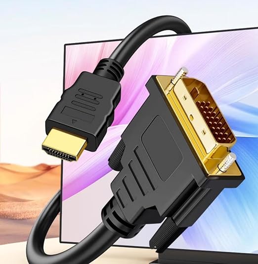 HDMI to DVI Adapter Cable 5ft, DVI-D (24+1) to HDMI A Cable Bi-Directional 1080p Full HD Compatible with PC, Laptop, TV Box, Projector, and More