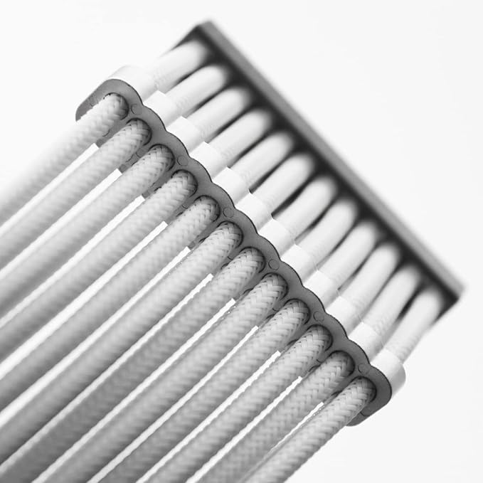 SIRLYR PSU Cable Combs,Pearlescent Paint Computer Wire Organizer,Extension Cables Comb for PC Cable Management 20 Pieces Set = 24 pin x 4, 8 pin x 16 for 3 mm/0.11In up to 3.5 mm/0.13 in Silver