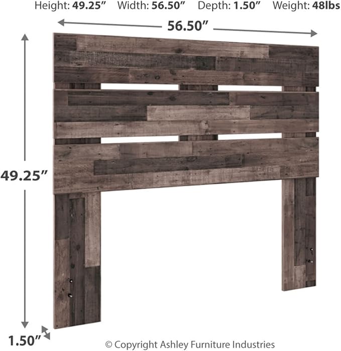 Signature Design by Ashley Neilsville Butcher Block Panel Headboard, Full, Brown