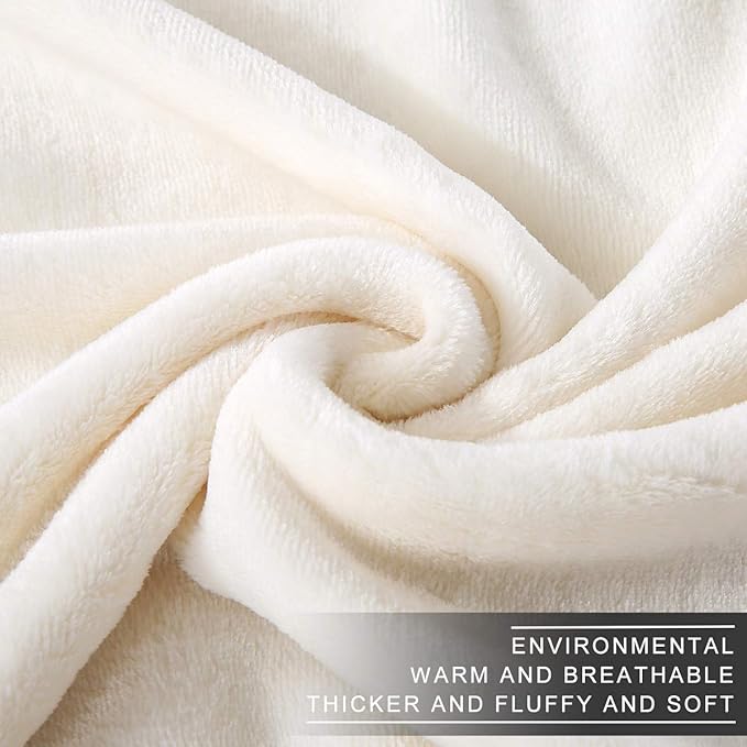 Polar Fleece Blankets King Size for The Bed Extra Soft Brush Fabric Super Warm Sofa Blanket 90" x 108"(Ivory King)