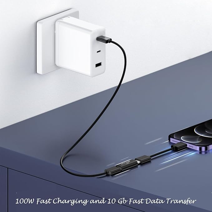 USB C Female to Female Connector, 5Pack Type-C Coupler Supports Up to 10Gbps Data Transfer and 100W Fast Charging