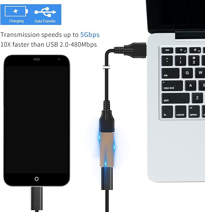 Duttek USB C Female to USB Female Adapter, Bi-Directional Type A to Type C OTG Adapter Converter Support 5 Gbps Data Sync and Charging for Laptop, PC 2 Pack (Champagne)