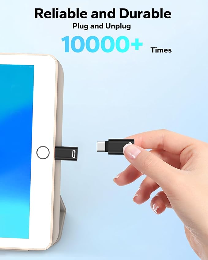MoKo Lightning to USB C Adapter for iPhone 17 Air 16 15 Pro Max Plus, Galaxy S25 S24 S23, iPad Pro/Air, 2 Pack USB-C to Lightning Adapter for Fast Charging/Data Transfer, Not for Audio/OTG, Black PD