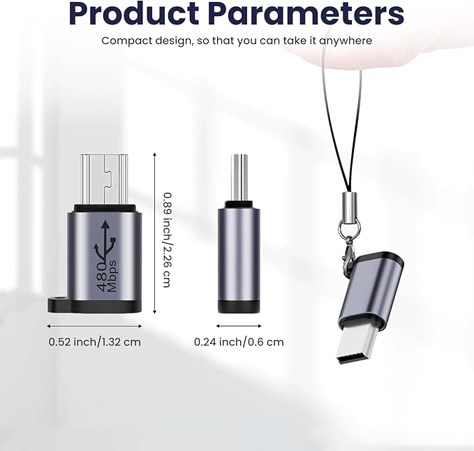 2 Pack Micro USB to Mini USB Adapter, Micro USB Female to Mini USB Male Convert Connector, Compatible with Digital Cameras, Computer, GPS