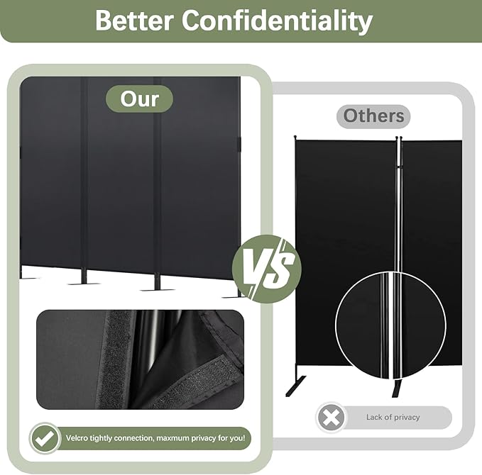 JAXPETY 2PCS Room Divider Panel 6ft Tall Privacy Screen for Room Separation, Folding and Portable Office Wall Dividers 88" W x 73" H