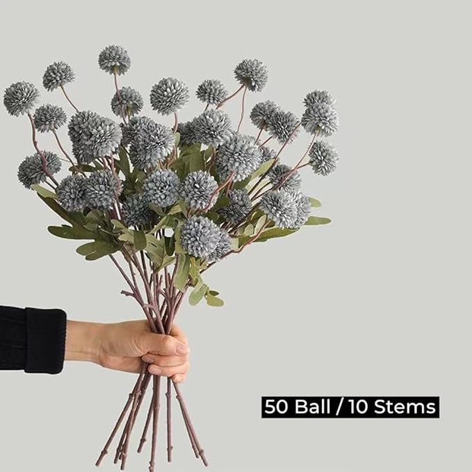 Artificial Flowers for Vases 20.5 Inch 10 Stems， Silk Dried Fake Mums Bouquet Indoor Faux Floral Arrangements for Decoration (Blue)