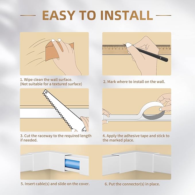 Delamu Cord Hider, 315in Cord Covers for Wires on Wall, One-Cord Cable Hider, Wire Hiders Wire Covers for TV Cords on Wall, Easy Mount Cable Cover Management Kit, 20 x L15.7 W0.59 H0.4in, White