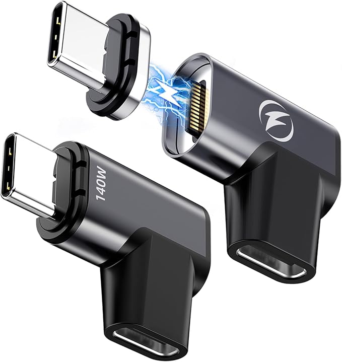 USB Type C Magnetic Adapter, (2 Pack) Magnetic USB C Adapter 24 Pin with PD 140w USBC 4 20Gbps Data Transfer 8K 60Hz for MacBook Pro/Air, Steam Deck, Quest 2, RoG Ally and More Type C Devices