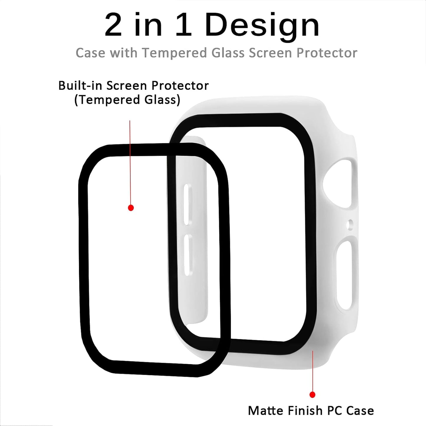 Miimall Compatible for Apple Watch Series 3 38mm Case with Screen Protector, Anti-Scratch Shockproof Hard PC Bumper