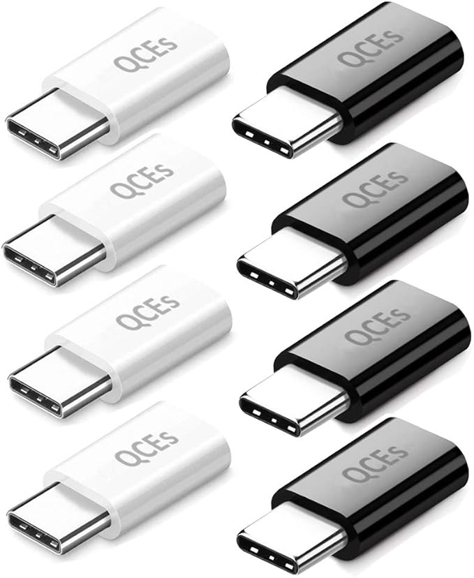 QCEs Micro USB to USB C Adapter 8 Pack, Micro USB Female to USBC Male OTG Adapter Fast Charging Compatible with iPhone 16/15 Pro Plus, Samsung Galaxy, Type-C Phones, Tablets