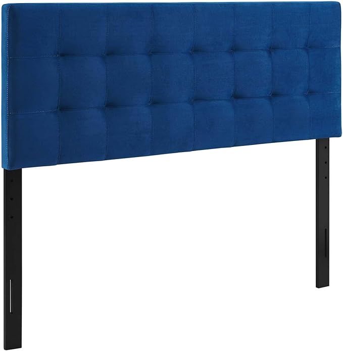Modway Lily Queen Biscuit Tufted Performance Velvet Headboard, Navy
