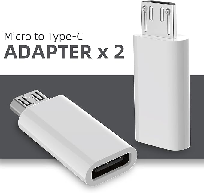 USB C to Micro USB Adapter, 2-Pack Type C Female to Micro USB Male Convert Connector Support Charge & Data Sync Compatible with Samsung Galaxy S7 Edge S6, LG Nexus 5 4 and Micro USB Devices