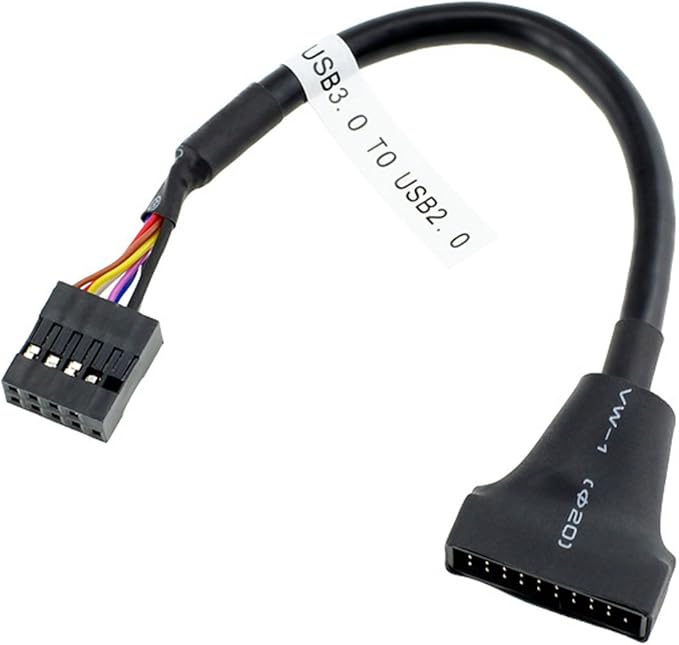 cablecc 2pcs USB 2.0 9Pin to USB 3.0 20pin Housing Header Female Cable Reversible for Motherboard