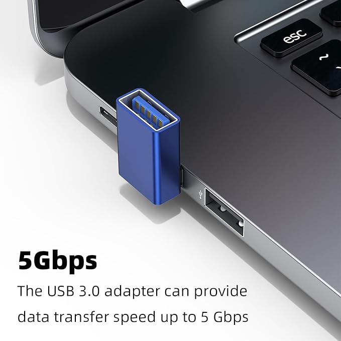 AreMe 90 Degree USB 3.0 Adapter 2 Pack, Up and Down Angle USB A Male to Female Converter Extender for PC, Laptop, USB A Charger, Power Bank and More (Blue)