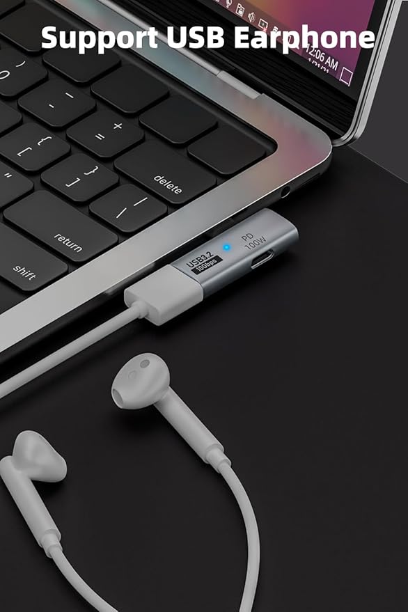 AreMe 2-in-1 USB C to USB 3.2 Adapter with 100W Charging Port, Thunderbolt 4/3 OTG Converter for Rog Ally, Steam Deck, Quest 2, iPhone 15 Series, iPad, MacBook and More Type C Device - Grey
