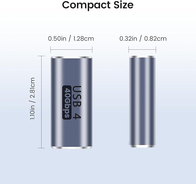 USB C Female-to-Female Coupler (2 Pack), USB4.0 Type C Connector 40Gbps 100W Data Transfer Connector Fast Charge Type C OTG for TV PC Laptop Tablet Phone and More USB-C Devices
