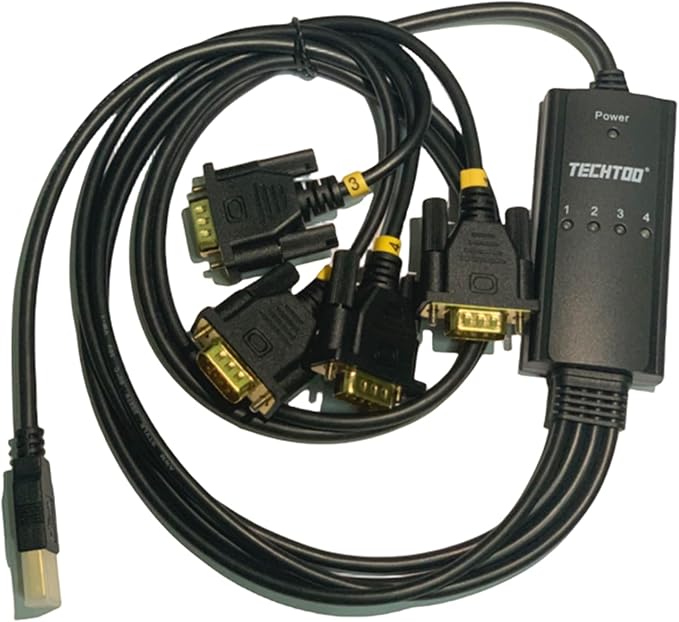 4 Port USB to Serial RS232 DB9 Adapter USB to Seria Converter Serial Cable 9-Pin with Thumbscrews (Prolific Chip W/Thumbscrews, 4 Port)