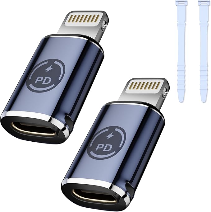 USB C to Lightning Adapter 2 Pack USB-C Female to Male Lightning Adapter Support 27W PD Fast Charging&Data Transfer, L-ightning to USB Type C Cable for iPhone Series, Not for Audio/OTG (2Pcs)
