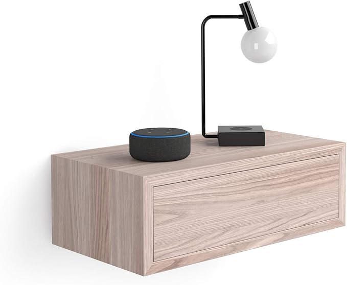 Mobili Fiver, Riccardo Floating nightstand, Pearled Elm, Made in Italy