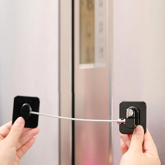 YEYA Refrigerator Lock, Mini Fridge Lock for Kids, Child Safety Cabinet Locks, 2 Pack