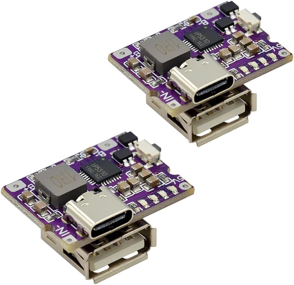 HiLetgo 2pcs 5V 3A Charging Module, USB A and USB C/Type-C Dual Interfaces for Mobile Power Bank
