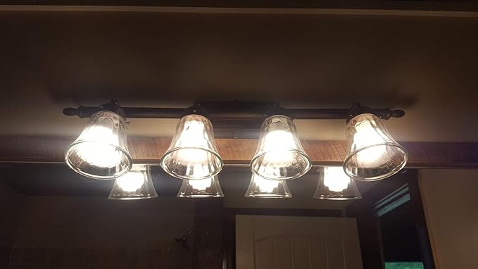 Ceiling Fan Light Covers, Clear Hammered Style Bell Glass Shade, Lighting Replacement Glass Shade Standard 2-1/8" Fitter Size, Perfect Ceiling Fan Globes Replacement Glass Accessories, Pack of 4
