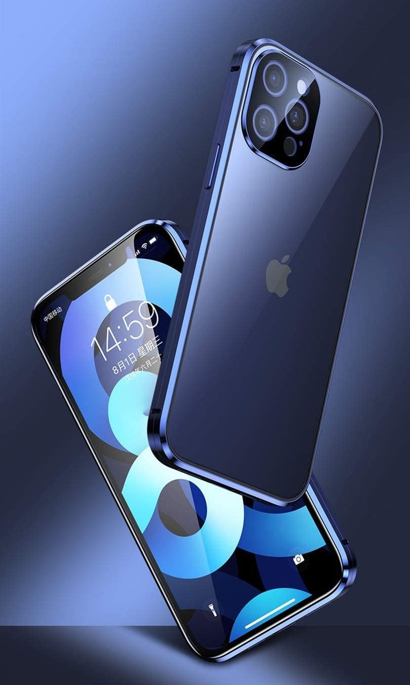 HENGHUI Lockable Case for iPhone 13 - Magnetic Glass Case with Camera Lens Protector and Safety Lock