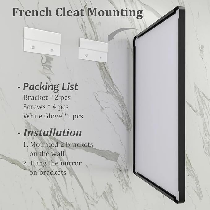 30x36 Black Matte Bathroom Mirror, Rectangle Framed Vanity Mirror for Wall, Rounded Corner, Anti-Rust, Shatterproof (Horizontally/Vertically)