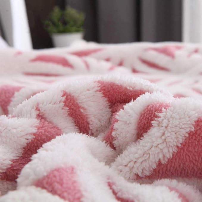 LOMAO Sherpa Fleece Blanket Fuzzy Soft Throw Blanket Dual Sided Blanket for Couch Sofa Bed (Pink, 90''x90'')