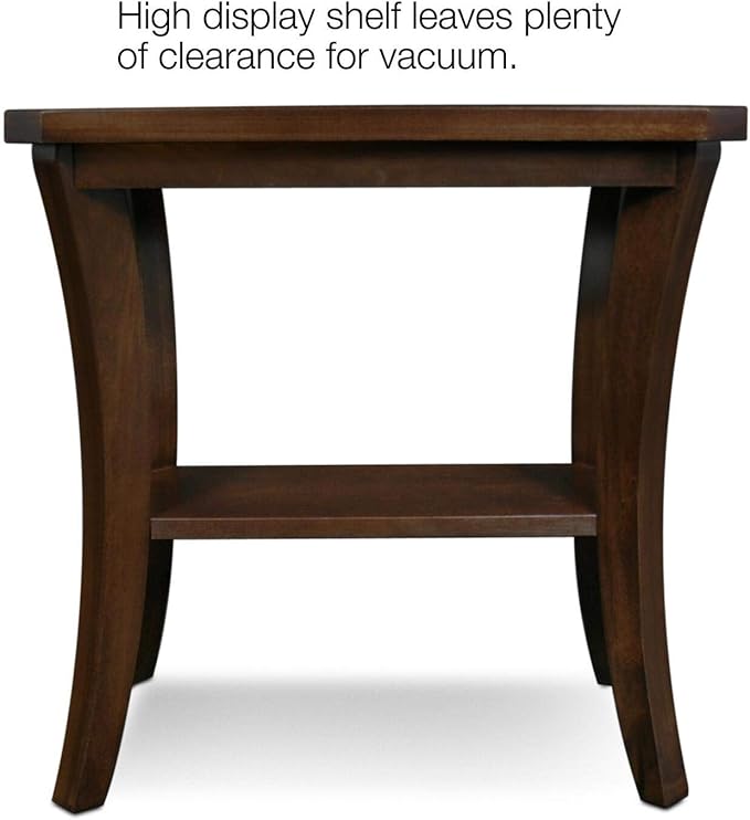 Leick Home Boa End Table, Solid Wood, Narrow, Bottom Display Shelf, Easy-Assembly, For Living Room/Bedroom, Chocolate Oak, 24.0 in. L x 14.0 in W x 24.0 in. H, 10305