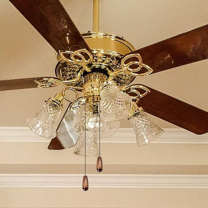 Ceiling Fan Chain Pulls Decorative Extension 12 Inches Walnut Color Wooden Pull Chain Fan Pulls Set Ornaments For Ceiling Light Lamp Fan Chain (Bronze) 4 Pcs