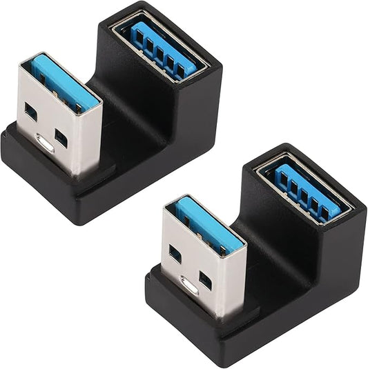 QIANRENON U-Shape USB 3.1 Adapter 180 Degree USB A Male to Female Coupler Connector 10Gbps USB Type A Support Data Transfer Connector Converter OTG for PC Laptop Power Bank 2Pcs