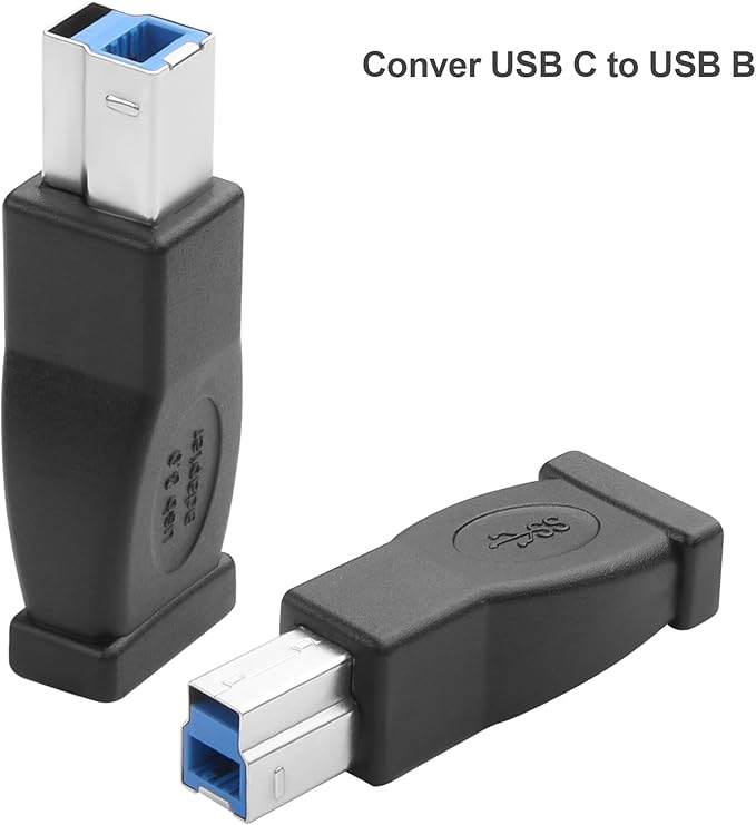 U S B Type C to B 3.0 Adapter USB-B Male to C Female Printer Convert Adapter,Type C to USB B Compatible with Printer,Scanner,External Hard Drivers Laptops and More Type-c Devices 2pcs