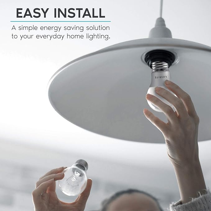 LUXRITE A15 LED Bulb 40W Equivalent, 7W, 5000K (Bright White), 600 Lumens, Enclosed Fixture Rated, Dimmable Ceiling Fan Light Bulbs, E26 Medium Base, UL Listed - Indoor and Outdoor (24 Pack)
