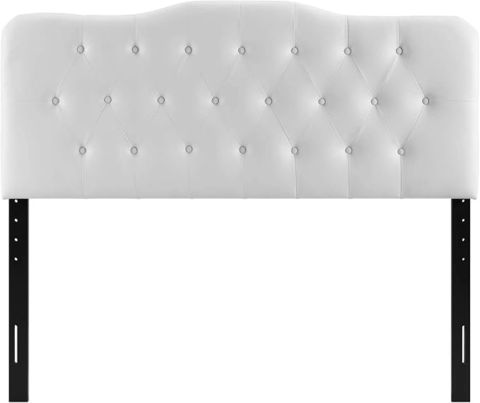 Modway Annabel Tufted Button Faux Leather Upholstered Queen Headboard in White