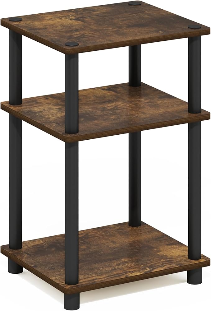 Furinno JUST Side Table, 3-Tier End Table, Open Shelves Night Stand, Bedside Table, Toolless Assembly, for Living Room, Bedroom, Bathroom, Amber Pine