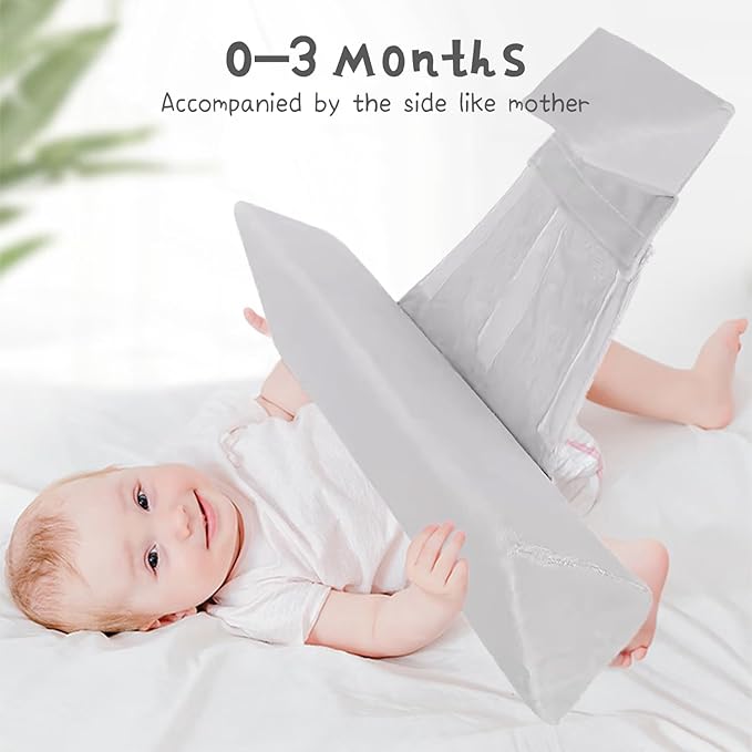 Baby Side Sleeper Weddge Breathable Pillow, Removable and Washable Breathable Bedding Set Bedding for Back, Stomach or Side Sleepers