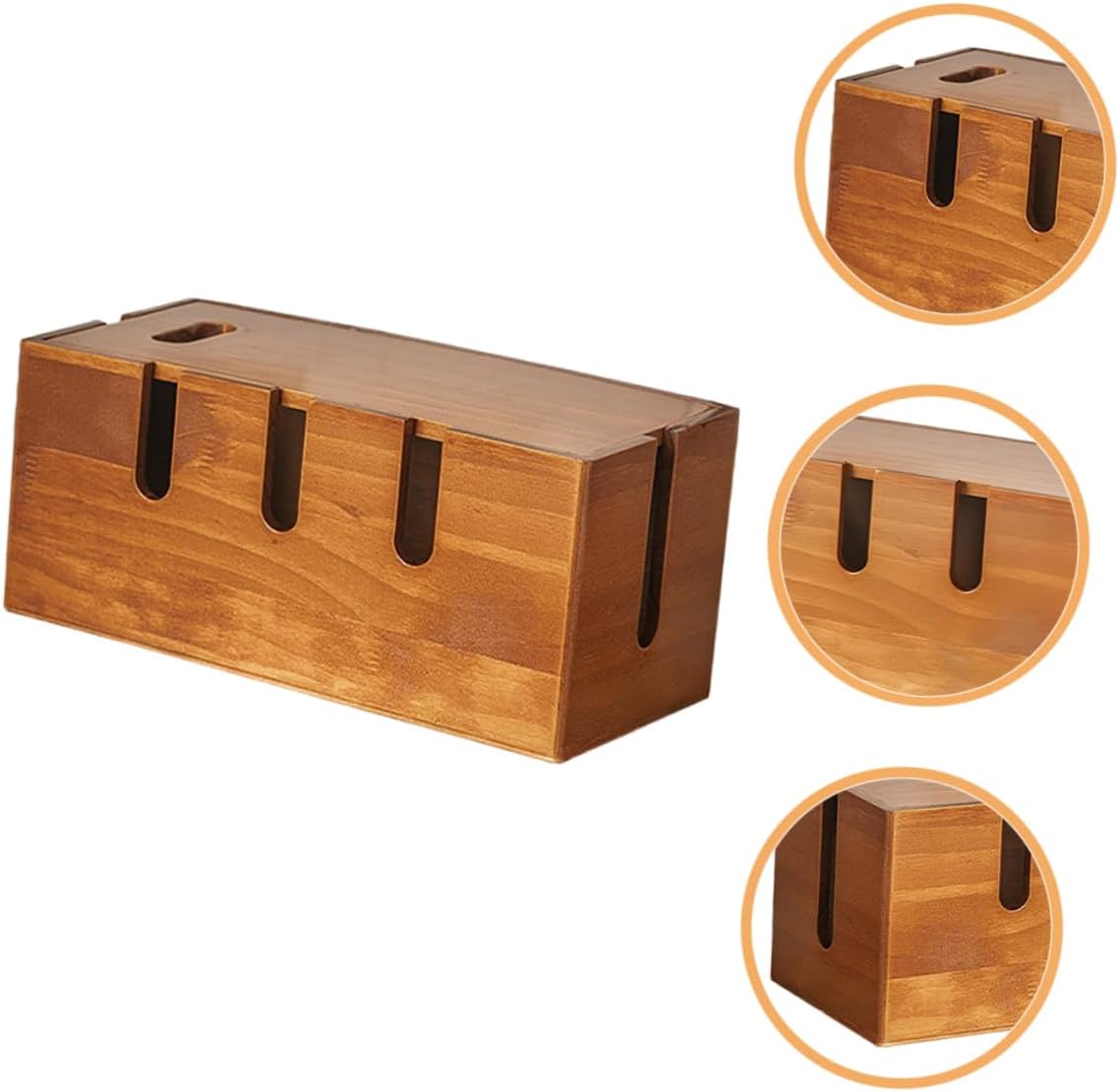 Zerodeko Wooden Cable Management Box, Cord Organizer for Phone Charger, Wire Organizer Container, Desk WiFi Storage Rack
