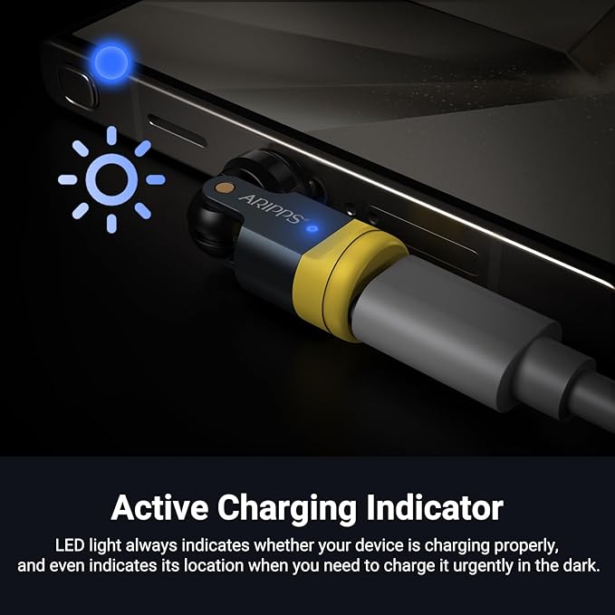 USB C Magnetic Adapter (2-Pack), USB C 90 Degree Adapter/C Right Angle Adapters/360 &180 Degree C to C Adapters for Phone 17/16/15, Pad Series, Samsung Galaxy, Tablet-Yellow