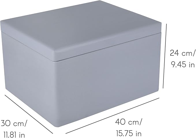 Large Grey Wooden Box Storage with Hinged Lid | 15.8 x 11.8 x 9.44 inches (+-0.5) | with Handles | Gift Box Storage Document | Product NOT Intended for 15 Years OR Below