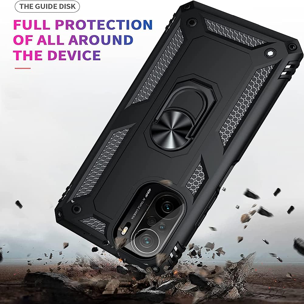 for Xiaomi Poco F3 Case/Redmi K40 Case/K40 Pro Case with Glass Screen Protector [2 Pack], Heavy Duty Dual Layer Armor