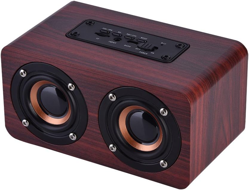 Zerone Wooden Bluetooth 4.2 Speaker, Portable Mini Multimedia Music Speakers with 2 Horns, Superior Sound Quality (Red